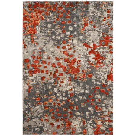 Safavieh 5 ft.1 in. x 7 ft.7 in. Monaco Power Loomed Medium Rectangle Area Rug Grey & Orange MNC225H-5